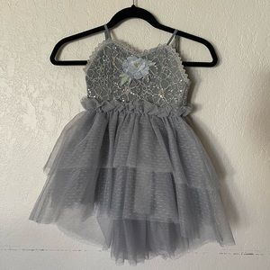 Joyfolie Aryana Dress - high low skirt- Dusty blue - size 3